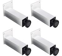 4 Pack Heavy Duty Replacement Support Feet Modern Adjustable Aluminum Alloy Square Replacement Feet with Basefor Sideboards Cupboard Sofa Cabinet Nightstand TV Stand,Silver-10cm(3.9in)