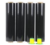 4 Pack industriale nero Pallet Stretch Wrap Cling Film 20mic 400 mm 260 m con plastica rotolamento handle.Durable Self Adhering imballaggio, imballaggio, Heavy Duty Shrink Film BOMEI PACK