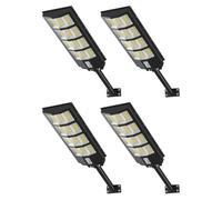 4 Pack Lampione Solare LED Esterno 600W 468LEDs Lampioni con Sensore di Movimento e Crepuscolare, 6500K Faro Stradale con palo e telecomando, IP65 Impermeabile Lampada Solari per Giardino Strada