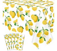 4 Pack Limone Tovaglia Limoni Estate Festa Copertura da tavolo Rettangolo 51 x 86" Telo da tavolo Limoni per Estate Limone Tema Compleanno Festa Picnic Forniture Primavera Limone Tabella Decorazioni