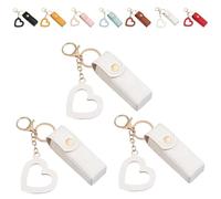 4 Pack Lip Oil Keychain - Mirror & Oil 2-In-1, Pu Leather Potable Lip Gloss Holder, Mini Lipstick Case With Keychain & Heart Pendant, Chapsticks Holder, for Car/Travel Storage (3Pcs,White)