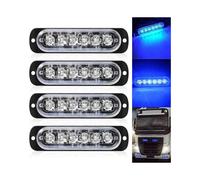 4-Pack Motorization Flashing Light and Accessories - Ultra Slim Blue 6 LED Strobe Light - LED Lightbar Mini Emergency Lightbar 18 Flashing Mode 12V-24
