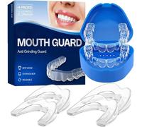 4 Pack Mouth Guard for Teeth Grinding, 2 Sizes Anti Grinding Dental Night Guard, Comfortable EVA Custom Fit Teeth Protector with Storage Case for Restful Sleep