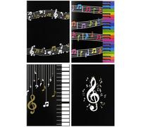 4 Pack Musical Theme A5 Notebooks,Music Notes Piano Keyboard Notebooks Musical Major Student Daily Weekly Planner Journal Horizontal Line Lyrics Writing Notebook Gift for Music Lovers Party Supplies