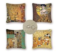 4 Pack nordico Federe Cuscini Divano Gustav Klimt Lino Cuscini per Divano con Cerniera Impermeabile Cuscini da Esterno Copricuscini per Decorativi Soggiorno Camera da Casa Cuscini 40x40cm W-2584