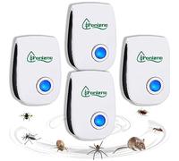 4 Pack Repellente Ultrasuoni,Ultrasuoni per Zanzare Repellente Ultrasuoni Antizanzare Ultrasuoni Dissuasore per Topi, Repellenti a Ultrasuoni per Scarafaggi, Ragni,Mosche (white)