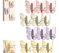 4 Pack Rotating Butterfly Adhesive Wall Hooks, No-Damage No-Drill (12pcs)