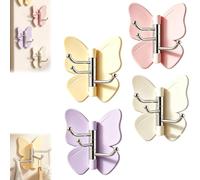 4 Pack Rotating Butterfly Adhesive Wall Hooks, No-Damage No-Drill (4pcs)