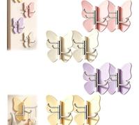 4 Pack Rotating Butterfly Adhesive Wall Hooks, No-Damage No-Drill (8pcs)
