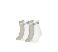 Calvin Klein Giftbox Stripe Logo Calzini Crew, Bianco/Grigio Melange, Taglia Unica (Pacco da 4) Donna