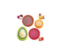 4 Pack Silicone Fruit and Vegetable Savers, Reusable Food Storage Containers for Onion Tomato Lemon Avocado, Fridge Fresh Keepers