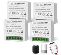 4 Pack Smart Light Switch Module 2 Way, DIY Smart Life Compatible with Tuya App, Smart Life Switch, Mini DIY WiFi Switch, Alexa Light Switch with Tuya and Google Home, Neutral Conductor Required