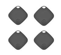 4 Pack Smart Tag Tile Tracker - Localizzatore per utenti iOS, configurazione a un tocco, impermeabile IP67, batteria sostituibile per chiavi, portafogli, bagagli, con portachiavi (A-4 Nero)