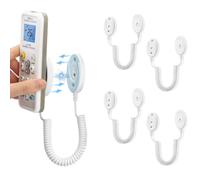 4-Pack Supporti magnetici per telecomandi con cordoni a molla, fissaggio a parete adesivo, anti-perdita, assorbimento rapido(Bianco 43 pollici, pacchetto 4）
