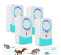 4 Pack Ultrasuoni per Topi, 60/s Frequenza di Cambio Repellente ad Ultrasuoni per Topi Ampia Gamma per Anti Zanzare, Roditori, Ragni, Formiche
