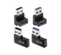 4 Pack USB 3.0 Adapter Vertical Up and Down Angle, Horizontal Left and Right Angle USB Male to Femal
