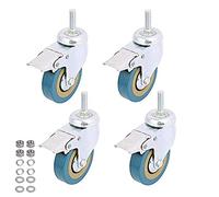 4 Pack, WeFoonLo 3" bloccabili gravosi Ruote girevoli orientabili 360° rotazione disco Ruote girevoli con Freno Serratura per banco da lavoro Home Office Scaffali da lavoro (M10 Stelo filettato-3")