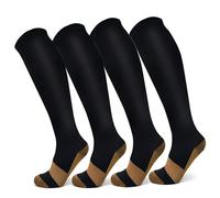 4 Paia Calze a Compressione Graduata 15-20 mmHg per Uomo e Donna, Sensazione di Leggerezza, Ideali per Sport, Corsa, Viaggi Lunghi e Benessere in Gravidanza, Gambaletti di Supporto (Nero S/M)