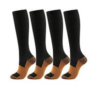 4 Paia Calze A Compressione Per Uomo E Donna Calze Elastiche A Compressione Graduata Per Sportive, Corsa, Escursioni, Ciclismo, Medici, Viaggi In Aereo (XXL,Nero)