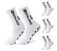 4 Paia Calze Calcio Antiscivolo,Football Socks per Uomo Donna,38-45 Calze Antiscivolo Calcio,per Calcio,Basket,Tennis,Yoga,Ciclismo e Corsa (IT, Numero, 38, 45, Regular, Regular, 4 Paia Bianco)