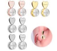 4 Paia Chiusura Orecchini in Silicone a Forma di Cuore Regolabile Orecchino Sollevatore Chiusure per Orecchini da Donna per Orecchini Pesanti e Borchie Le Donne(Oro, Argento, Bianco, Oro Rosa)
