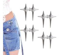 4 paia di bottoni per jeans, clip di serraggio a stella a quattro punte per jeans stringono la vita, fibbia regolabile in vita per jeans, pantaloni, gonne