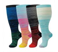 4 paia di calze a compressione per donna e uomo, calze di supporto grandi, ampia larghezza del polpaccio, calze a compressione per donna, supporto della circolazione sanguigna (C, XXL)