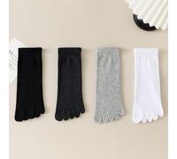 4 paia di calze a mezza gamba con separatore per le donne, di colore unito, versatili per uso quotidiano, sport, casual, adatte per tutte le stagioni 36-39,40-43Colore unicoTessuto