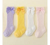 4 paia di calze alla caviglia con decorazione a nastro, adorabili e delicate, in in rete, adatte per bambine/neonate, colori dolci e vivaci per la primavera/estate, perfette per le ragazze 0-6M,6-12M,