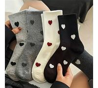4 paia di calze comode sopra il ginocchio per donne, con motivo a cuore sul tessuto, adatte per lavaggio a mano e in lavatrice, calze per coppie, calze a metà polpaccio, calze morbide da donna per uso