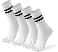 4 paia di calzini da donna con cinque dita, calzini per corsa, atletica, escursionismo, comfort separatore per dita dei piedi nudi, 4 paia, bianco, 38-42, XL