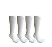 4 Paia Di Calzini Lunghi A Cinque Dita Da Uomo In Cotone A Righe Che Assorbono Il Sudore, Mantengono Caldi I Calzini Vintage Da Festa For Le Dita Dei Piedi Da Uomo Per Lo Sport Che Corre(4 Pairs white