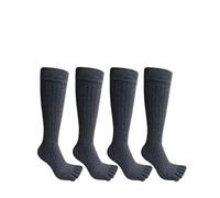 4 Paia Di Calzini Lunghi A Cinque Dita Da Uomo In Cotone A Righe Che Assorbono Il Sudore, Mantengono Caldi I Calzini Vintage Da Festa For Le Dita Dei Piedi Da Uomo Per Lo Sport Che Corre(4 Pairs dark