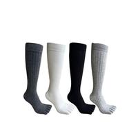 4 Paia Di Calzini Lunghi A Cinque Dita Da Uomo In Cotone A Righe Che Assorbono Il Sudore, Mantengono Caldi I Calzini Vintage Da Festa For Le Dita Dei Piedi Da Uomo Per Lo Sport Che Corre(4 Pairs Mixed
