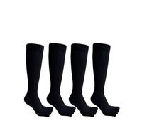 4 Paia Di Calzini Lunghi A Cinque Dita Da Uomo In Cotone A Righe Che Assorbono Il Sudore, Mantengono Caldi I Calzini Vintage Da Festa For Le Dita Dei Piedi Da Uomo Per Lo Sport Che Corre(4 Pairs black