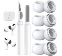 4 paia di cuscinetti auricolari di ricambio per AirPods Pro di 2a/1a generazione, con foro per la riduzione del rumore e schermo antipolvere integrato, con penna pulitore in silicone per custodia di