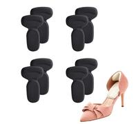 4 paia di cuscinetti per talloni per scarpe grandi e larghe, inserti morbidi a forma di T, in spugna adesiva per prevenire vesciche sul tallone, vestibilità comoda per tacchi alti, scarpe basse e