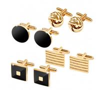 4 paia di gemelli da uomo per matrimonio, sposo, camicia, accessorio regalo | Questo set di gemelli include disegni rotondi e quadrati. Realizzato in resistente lega di zinco con una chiusura posteriore