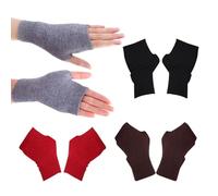 4 Paia Di Guanti Lavorati A Maglia, Caldi Guanti Mezze Dita In Cashmere, Guanti Senza Dita Semplici E Alla Moda, Protezioni Elastiche Per I Polsi Invernali