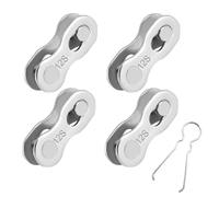 4 paia di lucchetti per bicicletta a 12 velocità, chiusura rapida per catena Shimano a 12 scomparti e catena SRAM 12 volte, in acciaio inox Magic-Link con utensili di montaggio color argento (4)