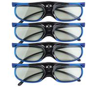 4 paia di occhiali 3D Active Shutter per DLP-LINK, compatibili con proiettori XGIMI, JMGO, frequenza di aggiornamento 144 Hz, ampio angolo di visione, ricaricabili, cornice blu