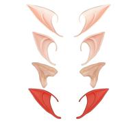 4 paia di orecchie da elfo di Halloween, elfi in lattice, adatte per feste in costume, festività, tutti i giochi di ruolo, 3 misure (giallo chiaro, rosso)