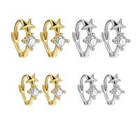 4 Paia Di Orecchini A Stella, Orecchini A Stella Con Strass, Orecchini Da Donna, Mini Orecchini, Orecchini Squisiti, Orecchini Semplici, Orecchini Alla Moda