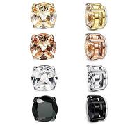 4 paia di orecchini in acciaio inossidabile magnetici da uomo, donna, ragazza, bambino, finto orecchino, magnete, clip, non piercing senza foro CZ zirconio, diamante rotondo chiodo argento oro nero