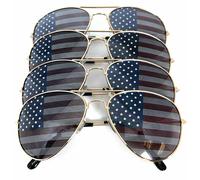 4 Paia Di Oro USA Pilota Bandiera Americana Occhiali da Sole Stati Uniti Stars