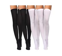 4 Paia Donne di Calze Autoreggenti in Seta Calze di Nylon per Donne Halloween Cosplay Accessorio Costume Festa (Nero, Bianco, XL)