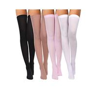 4 Paia Donne di Calze Autoreggenti in Seta Calze di Nylon per Donne Halloween Cosplay Accessorio Costume Festa (Nero, Bianco, Colore di Pelle, Rosa, M