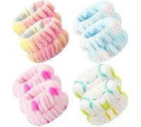 4 Paia Fasce da Polso per la Spa Polsini per Skincare Lavare il Viso Asciugamani da Polso Braccialetti per Lavaggio da Donna Prevenire Fuoriuscita di Liquidi (Colore Vivace, Stile Classico)