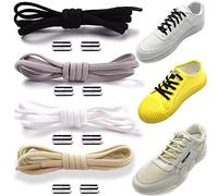 4 paia Lacci delle Scarpe, Lacci Elastici, Elastici Lacci Scarpe, No Tie Lacci, Con Fibbia in Metallo, Adatto a Bambini, Anziani, Disabili, Scarpe Sportive, Scarpe Casual (4 Colori) (A)