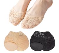 4 Paia Mezzo Calze in Donna, Antiscivolo e Traspiranti Calzini per L'avampiede, Tacchi Alti Mezze Calze Invisibili, Pizzo in Cotone Calzini Solo Punta per Tacchi Alti, Scarpe Sportive e Scarpe Basse